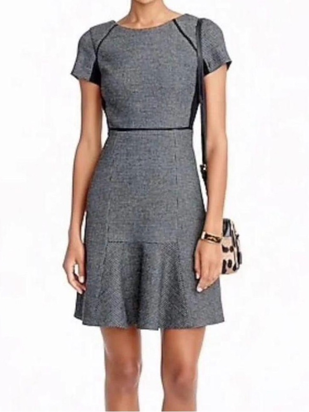J. Crew Gray Wool Blend Sheath Skater Short Sleeve Dress Size‎ 4 Career Office